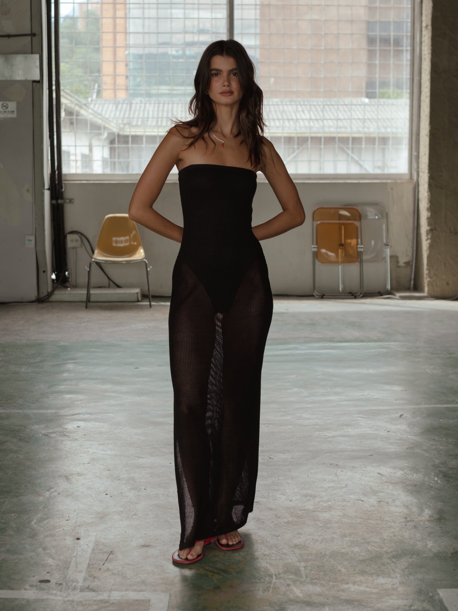 Knit Black Dress For Woman
