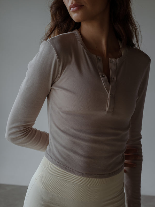 HALF BUTTON JERSEY - ASH