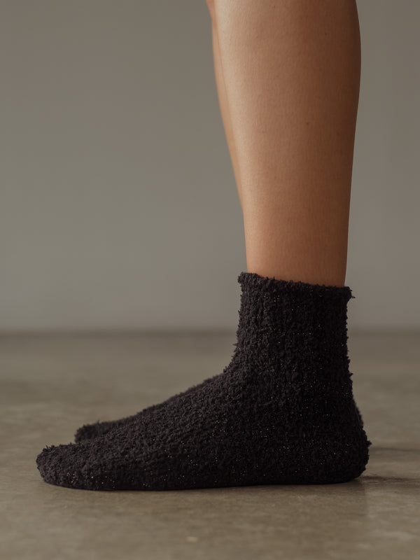 COZY SHINY SOCKS  - BLACK