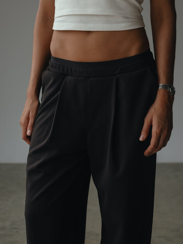 WIDE LEG BAND PANT - BLACK