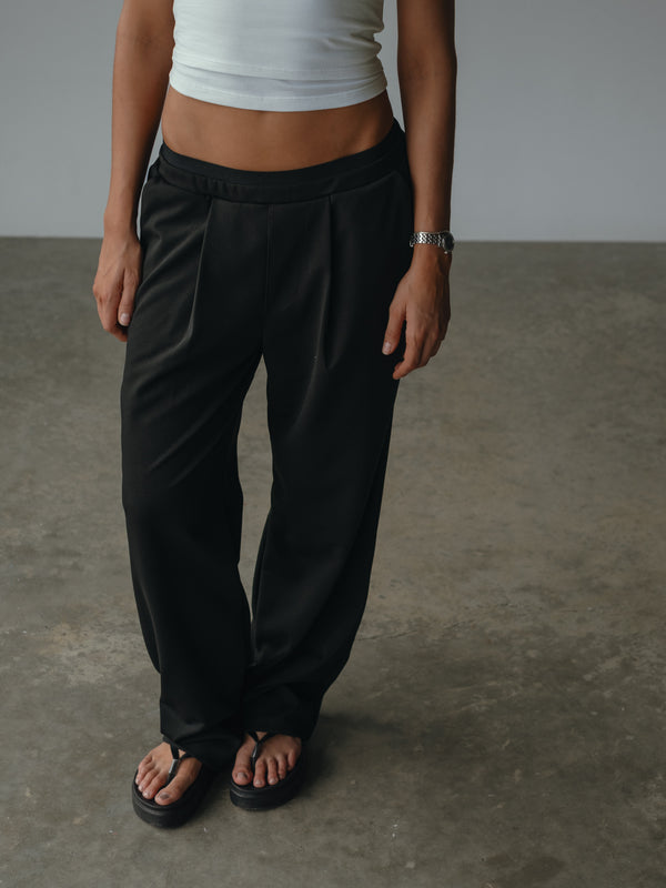 WIDE LEG BAND PANT - BLACK