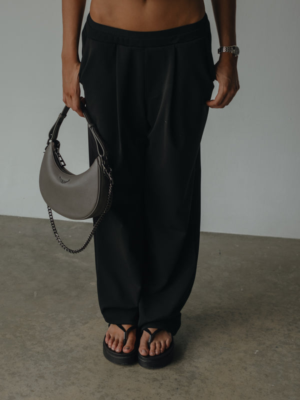 WIDE LEG BAND PANT - BLACK