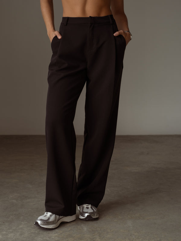 STRAIGHT TAILORED TROUSERS - BLACK