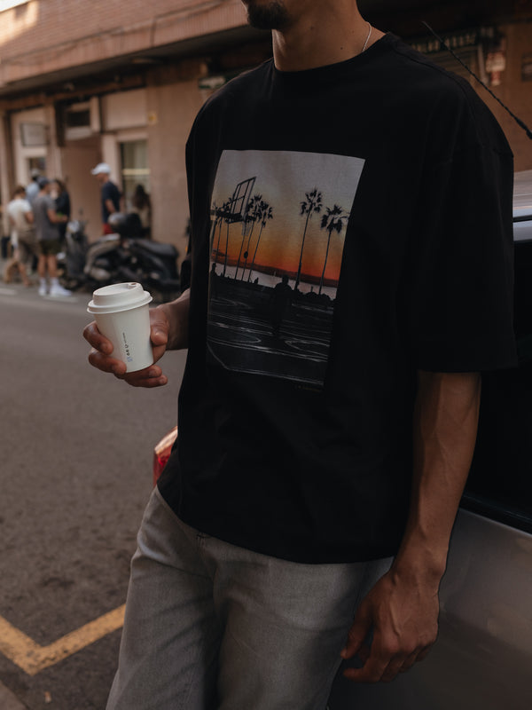 L.A SUNSET MEN PHOTOGRAPHY T-SHIRT - BLACK