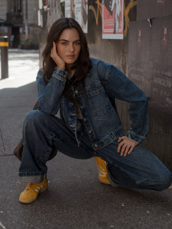 BOX DENIM JACKET - MEDIUM BLUE