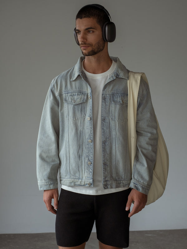 UNISEX DENIM JACKET - DIRTY ICE BLUE