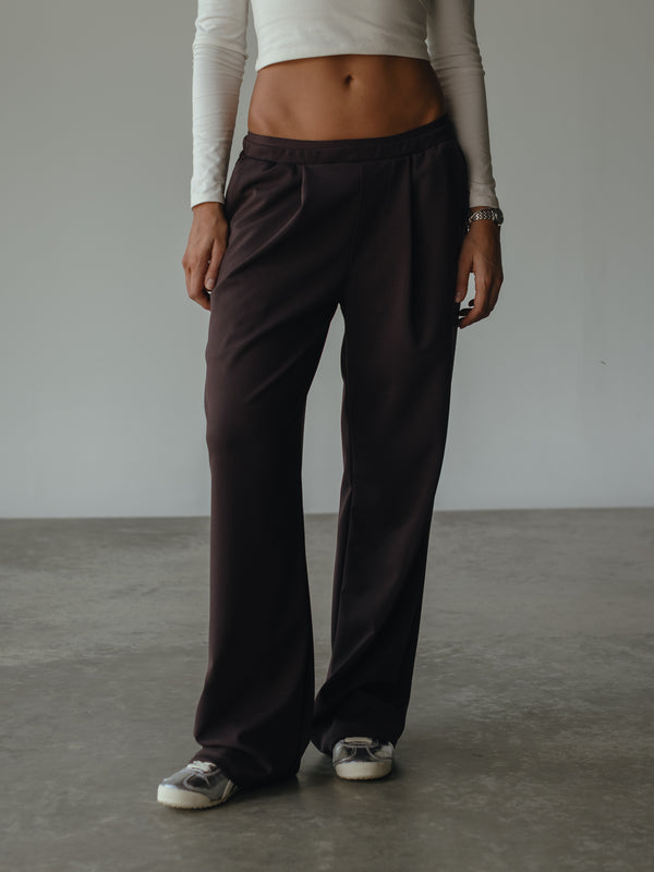WIDE LEG BAND PANT - ESPRESSO