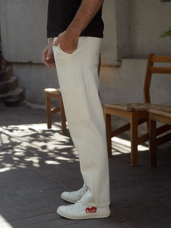 CARGO TRACK PANT MEN - CREAMY