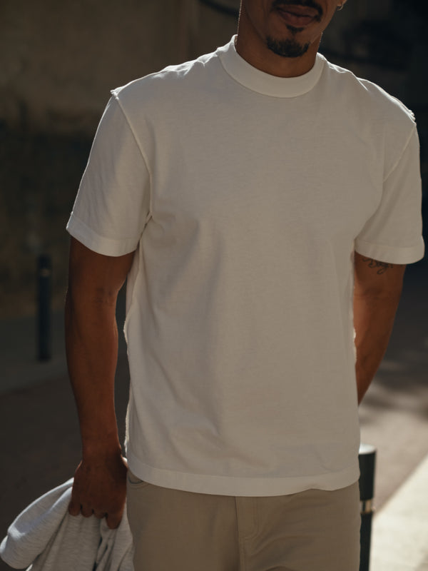 MEN EXPOSURE SEAMS T-SHIRT - CREAMY
