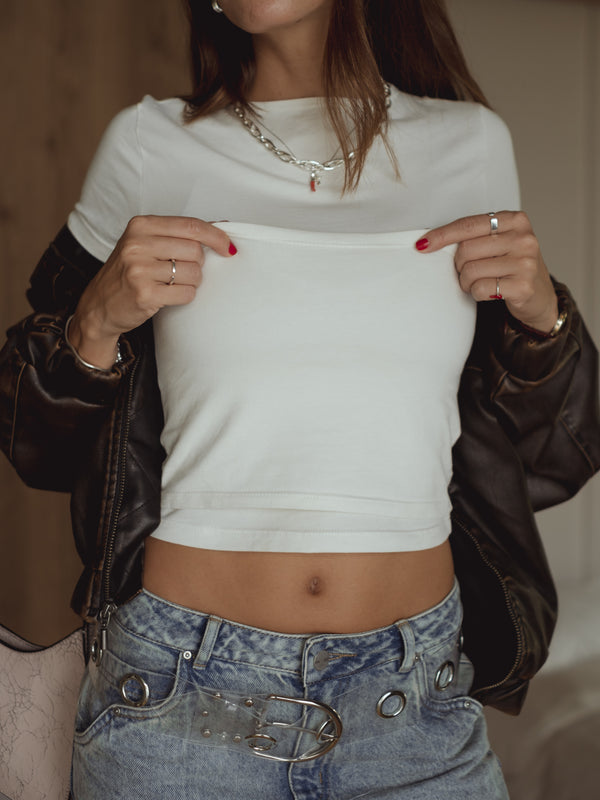 STRAPLESS DOUBLE T-SHIRT - SOFT WHITE