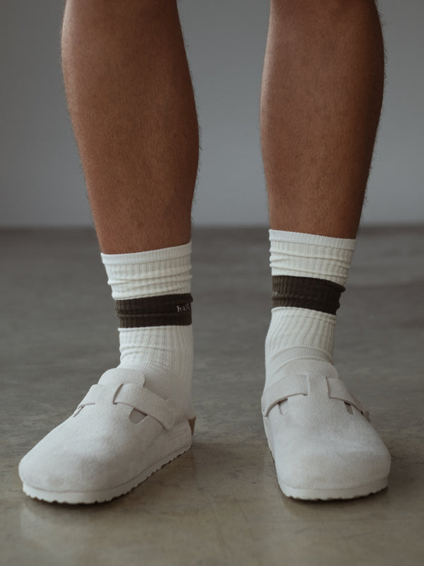 STRIPE SOCKS - CREAMY & DEEP OLIVE