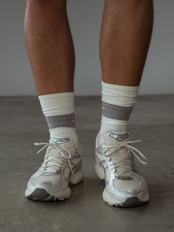 STRIPE SOCKS - CREAMY & GRAY