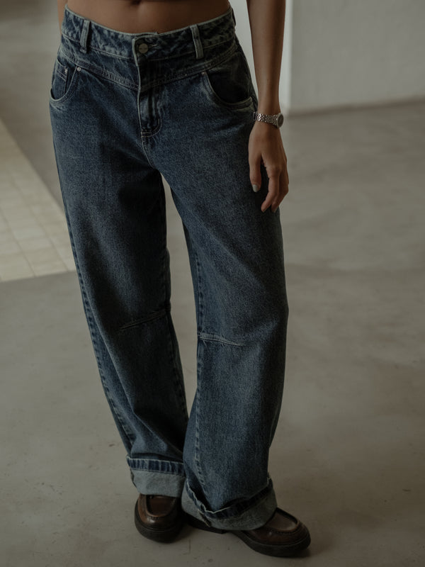 DOUBLE WAISTBAND JEAN  - DIRTY CLASSIC BLUE