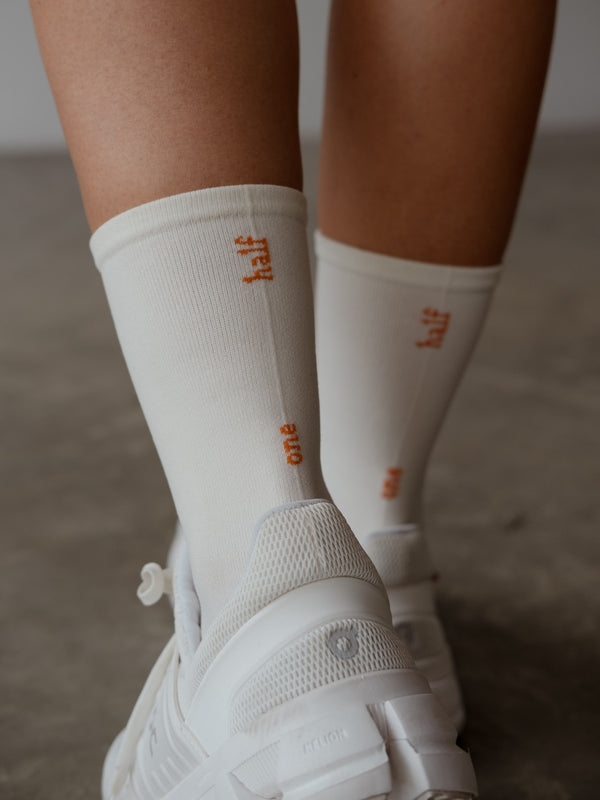 HIGH TECH NYLON SOCKS - CREAMY & BRIGHT ORANGE