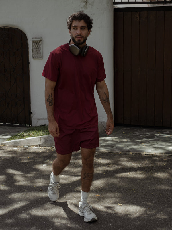 MEN STRUCTURED WORKOUT T-SHIRT - BERRY