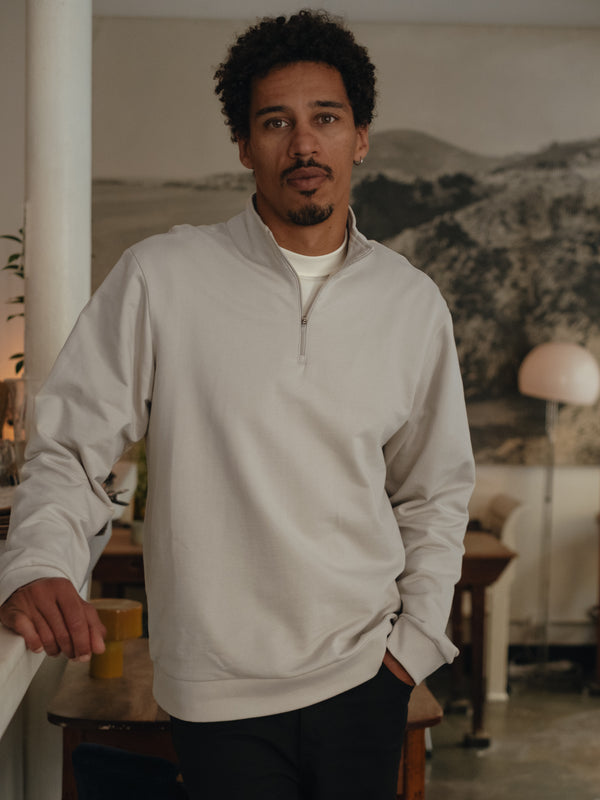 MEN QUARTER ZIP SWEATER - SAND