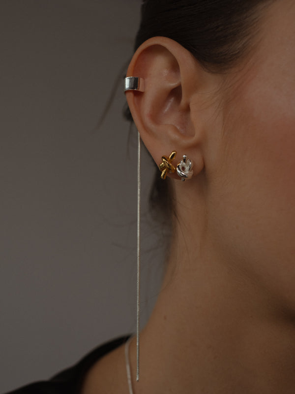 LONG MIXED EARCUFF - SILVER