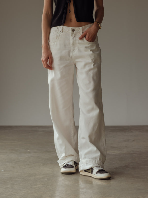 RENEW WIDE LEG JEAN - SOFT WHITE