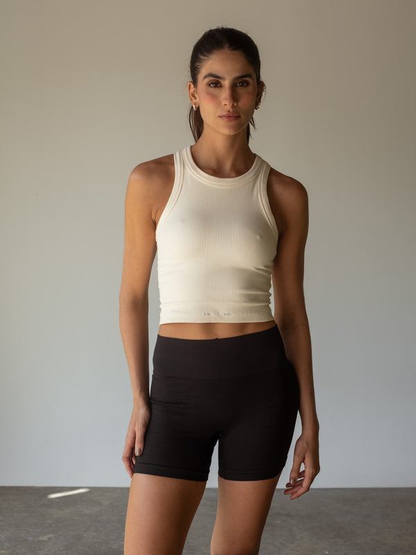 STRETCH SEAMLESS TANK  - VANILLA