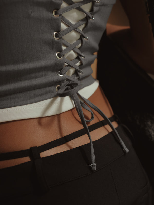 BACK LACE CORSET - GRAY