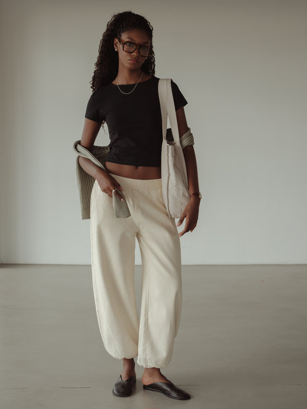 BALLOON FLOWY PANTS - NATURAL