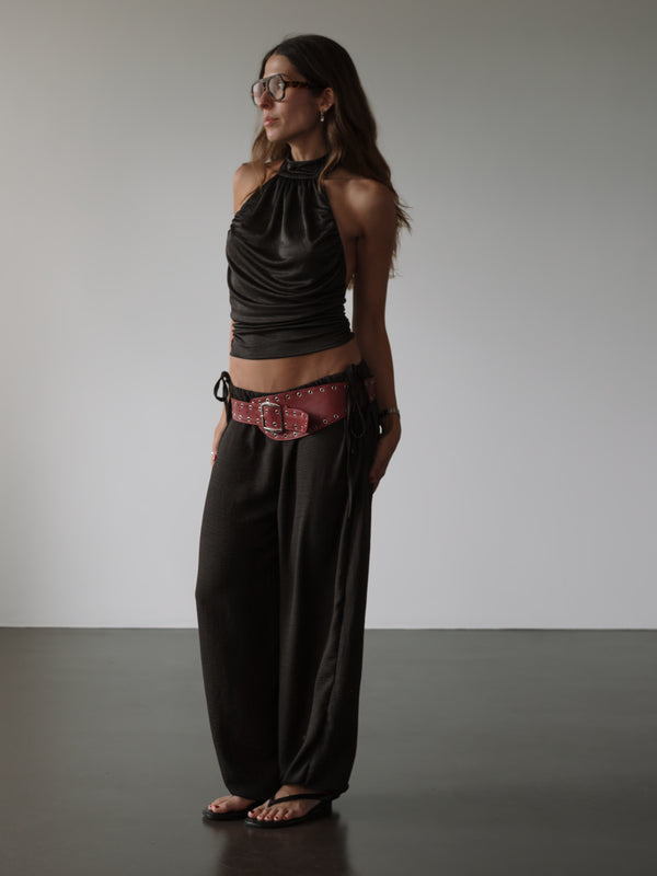 BOHO HALTER BLOUSE - BLACK