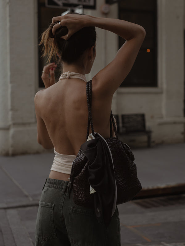 BOHO HALTER BLOUSE - SOFT WHITE