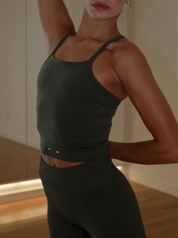 BOX SEAMLESS TANK TOP - PESTO