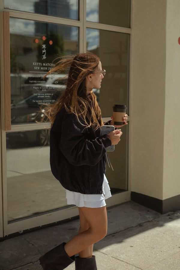 BUBBLE DENIM JACKET - BROWN