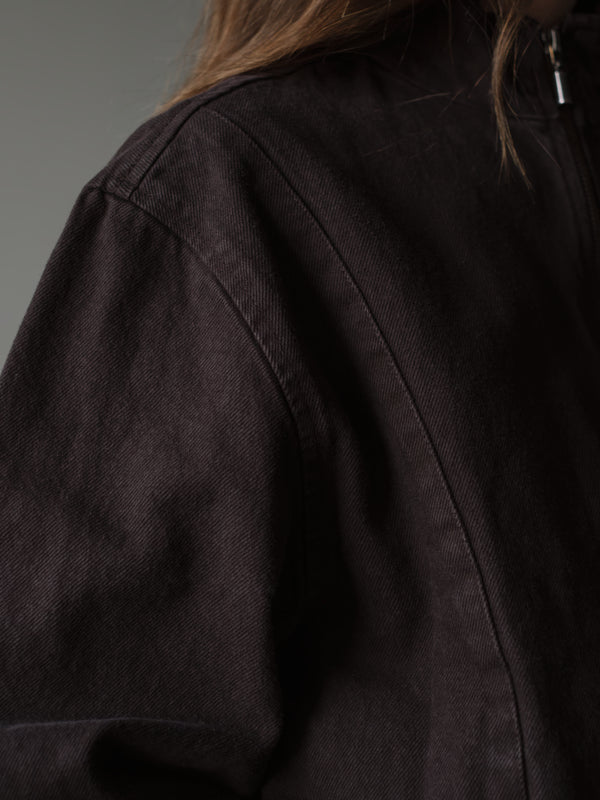 BUBBLE DENIM JACKET - BROWN