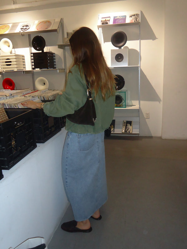 BUBBLE DENIM JACKET - PESTO
