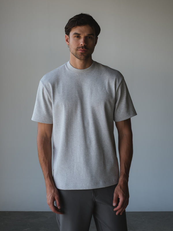 MEN REGULAR RIB T-SHIRT - CREAMY GRAY