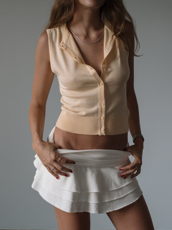 CLASSIC BUTTON KNIT VEST - CELESTIAL YELLOW