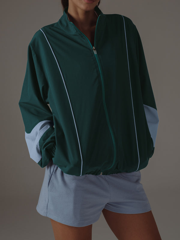 COLOUR BLOCKING JACKET - GREEN & BABY BLUE