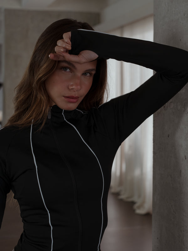 CONTRAST BBL JACKET - BLACK