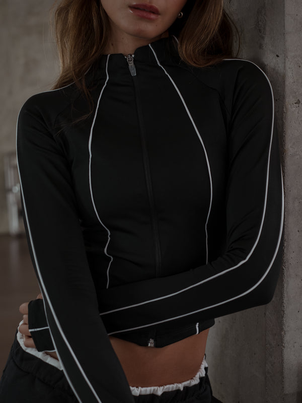 CONTRAST BBL JACKET - BLACK