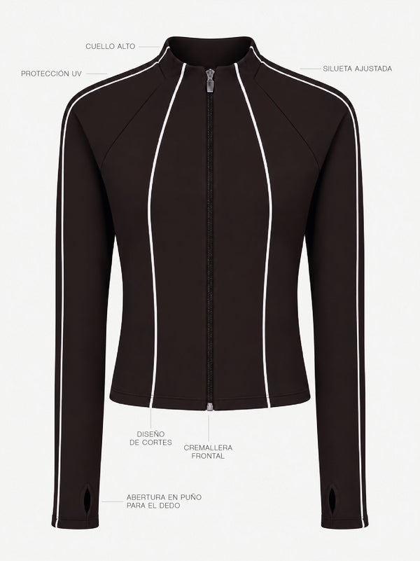 CONTRAST BBL JACKET - BROWN