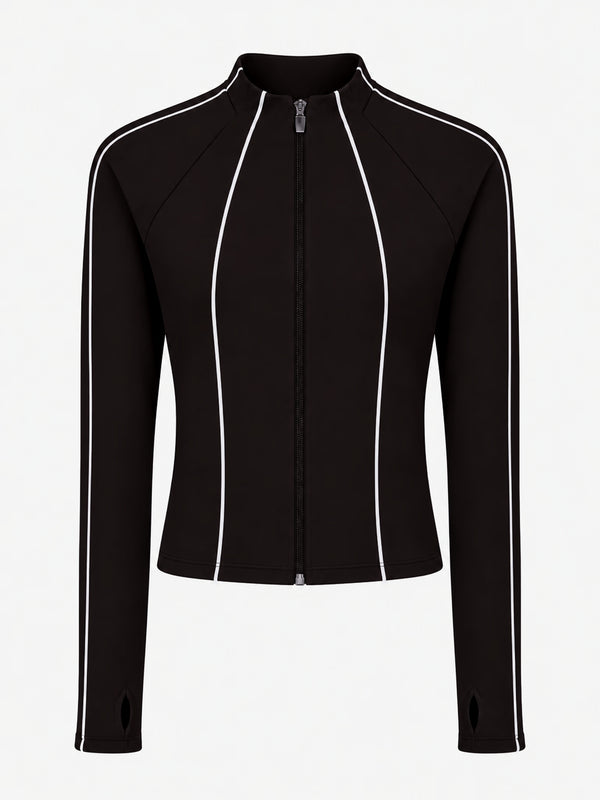 CONTRAST BBL JACKET - BROWN