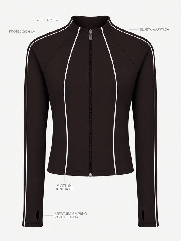 CONTRAST BBL JACKET - BROWN