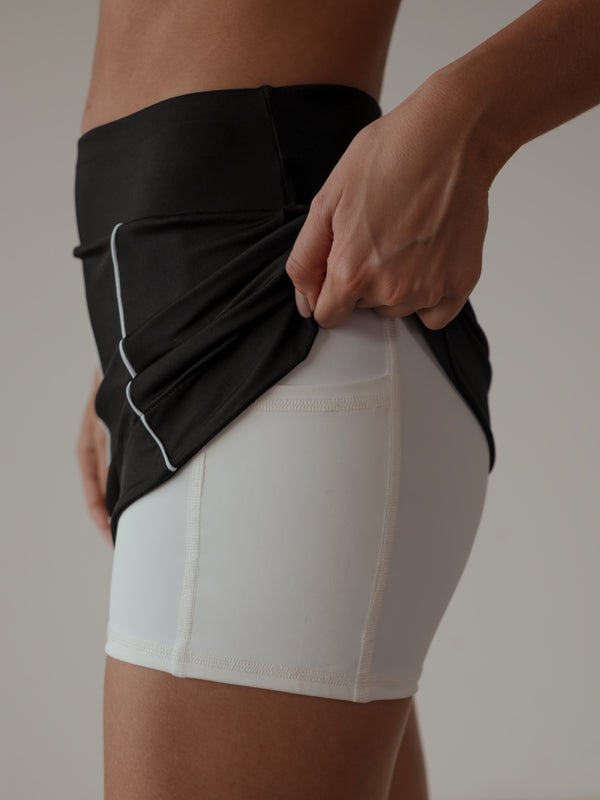CONTRAST MINI SKIRT - BLACK