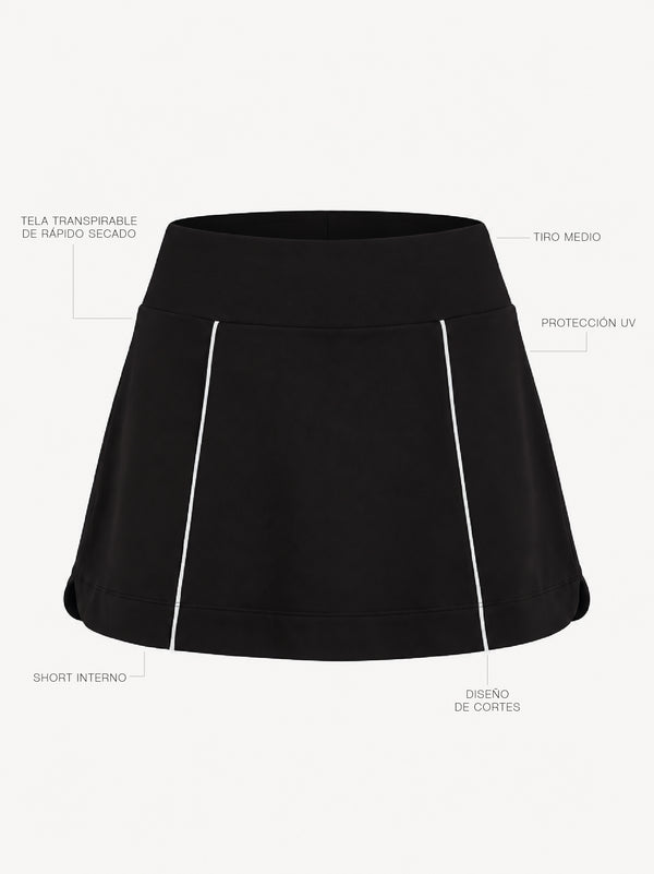 CONTRAST MINI SKIRT - BLACK