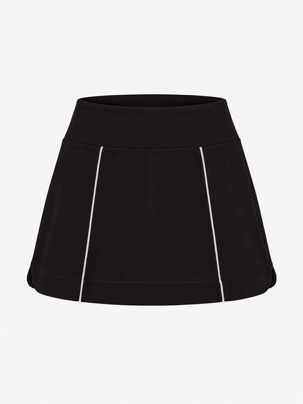 CONTRAST MINI SKIRT - BROWN
