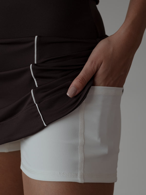 CONTRAST MINI SKIRT - BROWN