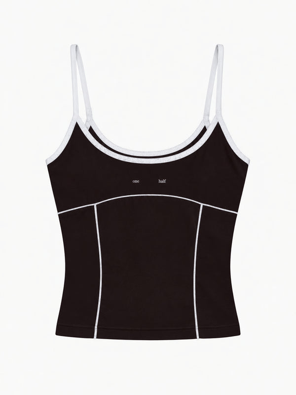 CONTRAST SLIM TANK - BROWN