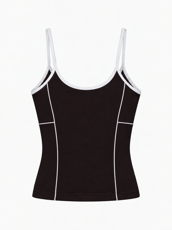 CONTRAST SLIM TANK - BROWN