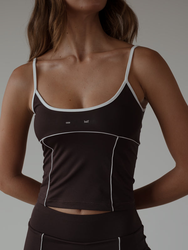 CONTRAST SLIM TANK - BROWN