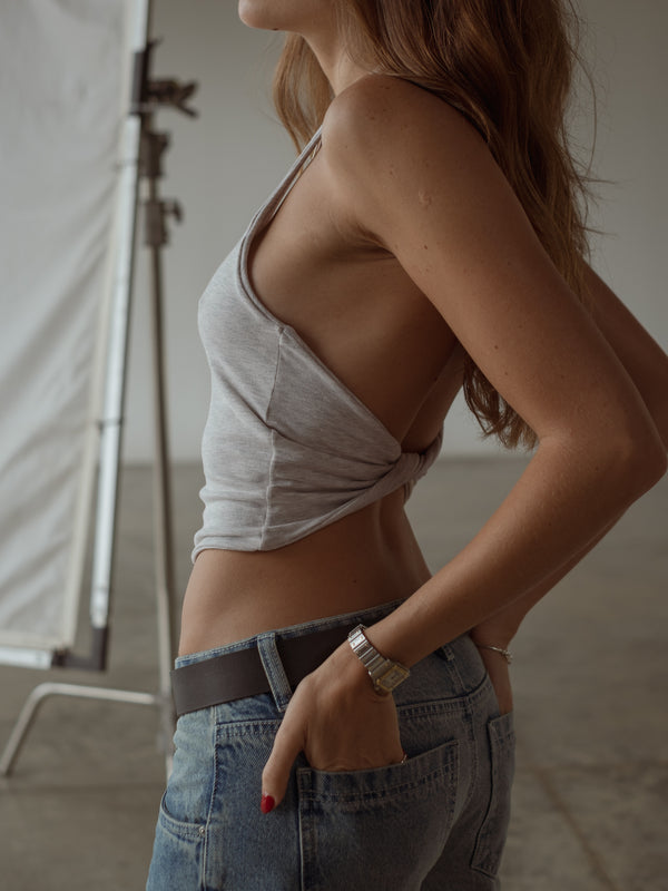 CROSS BACK HALTER - GRAY JASPE