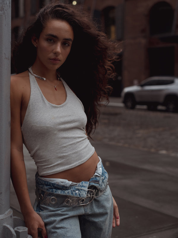 CROSS BACK HALTER - GRAY JASPE