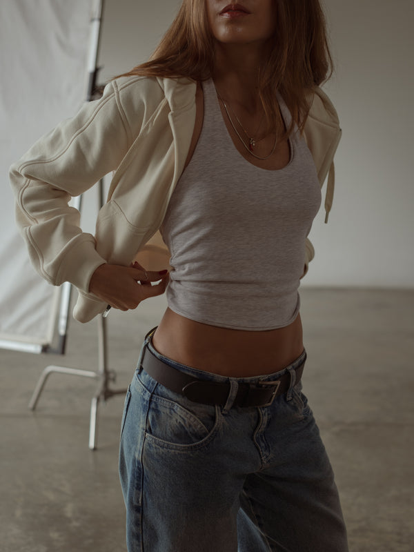 CROSS BACK HALTER - GRAY JASPE