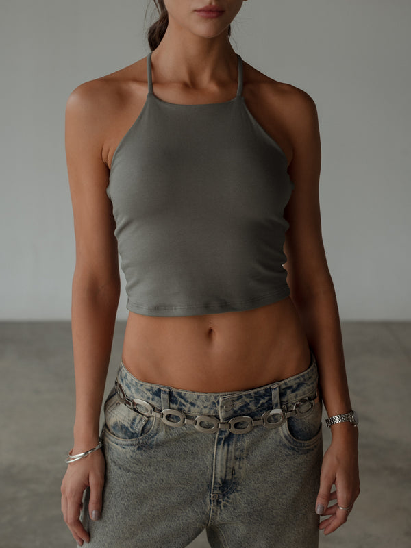 CROSS BACK MIDI TOP - GRAFITO GRAY